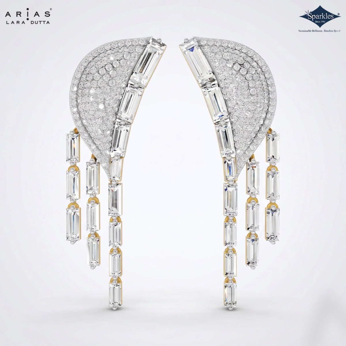 Arias by Lara Dutta Eternal Radiant-Cut Wing Diamond Drop Earrings