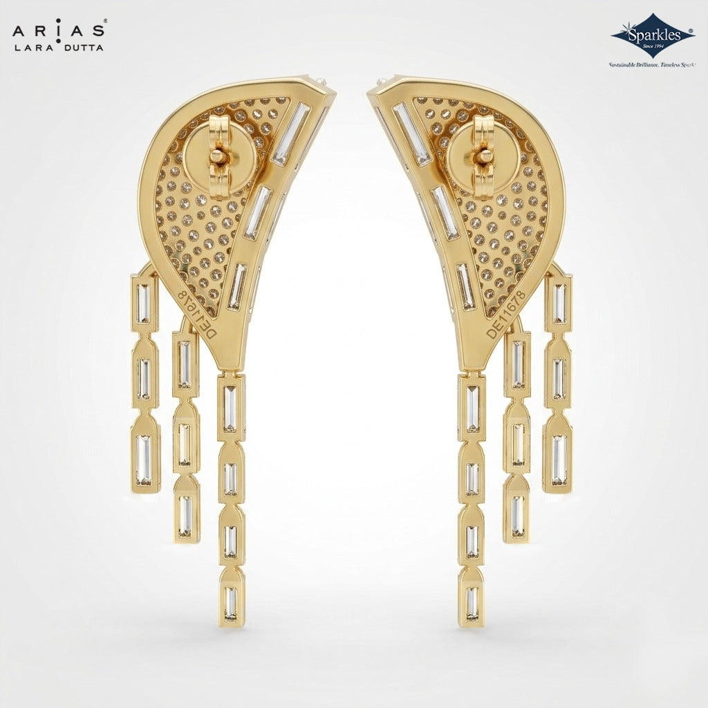 Arias by Lara Dutta Eternal Radiant-Cut Wing Diamond Drop Earrings