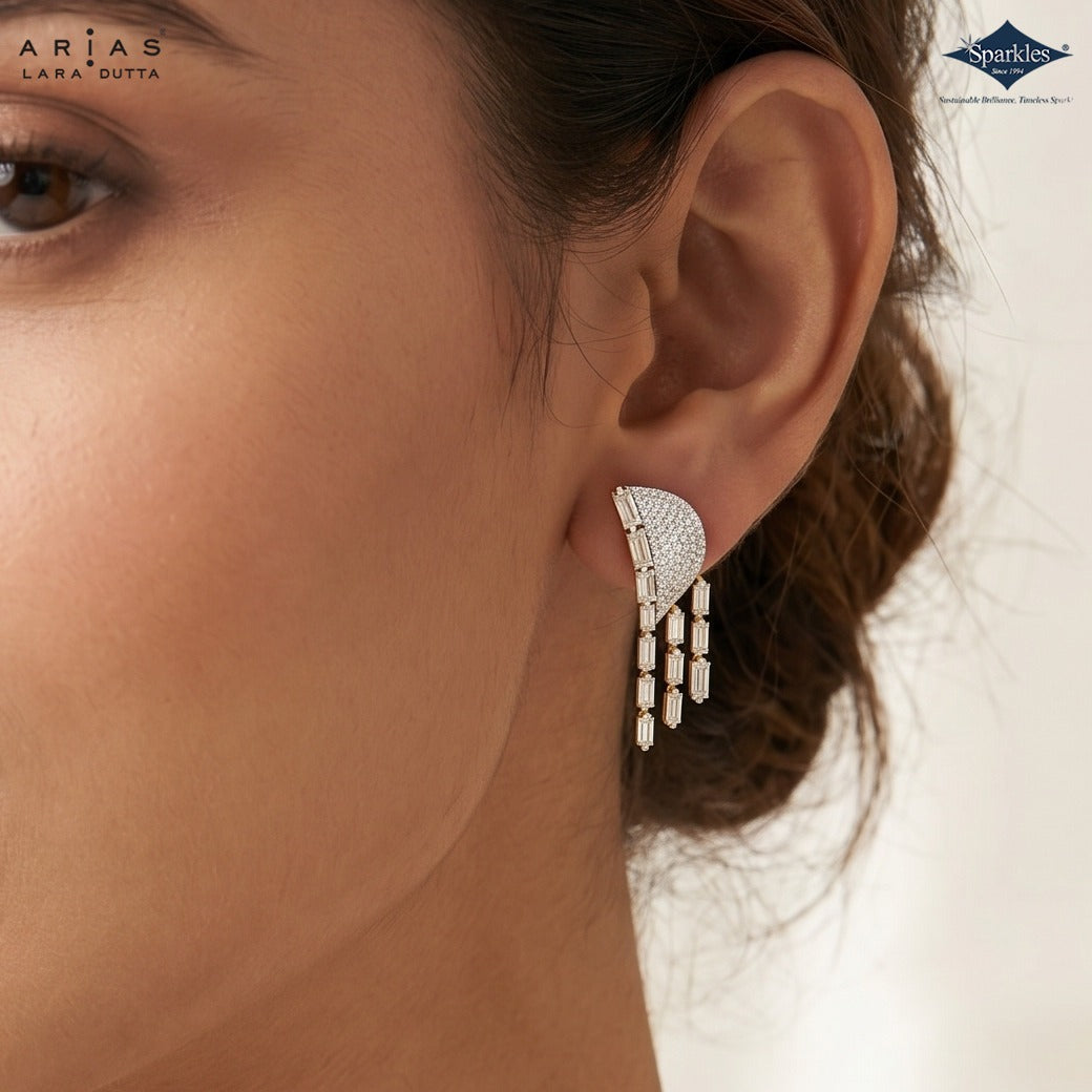 Arias by Lara Dutta Eternal Radiant-Cut Wing Diamond Drop Earrings