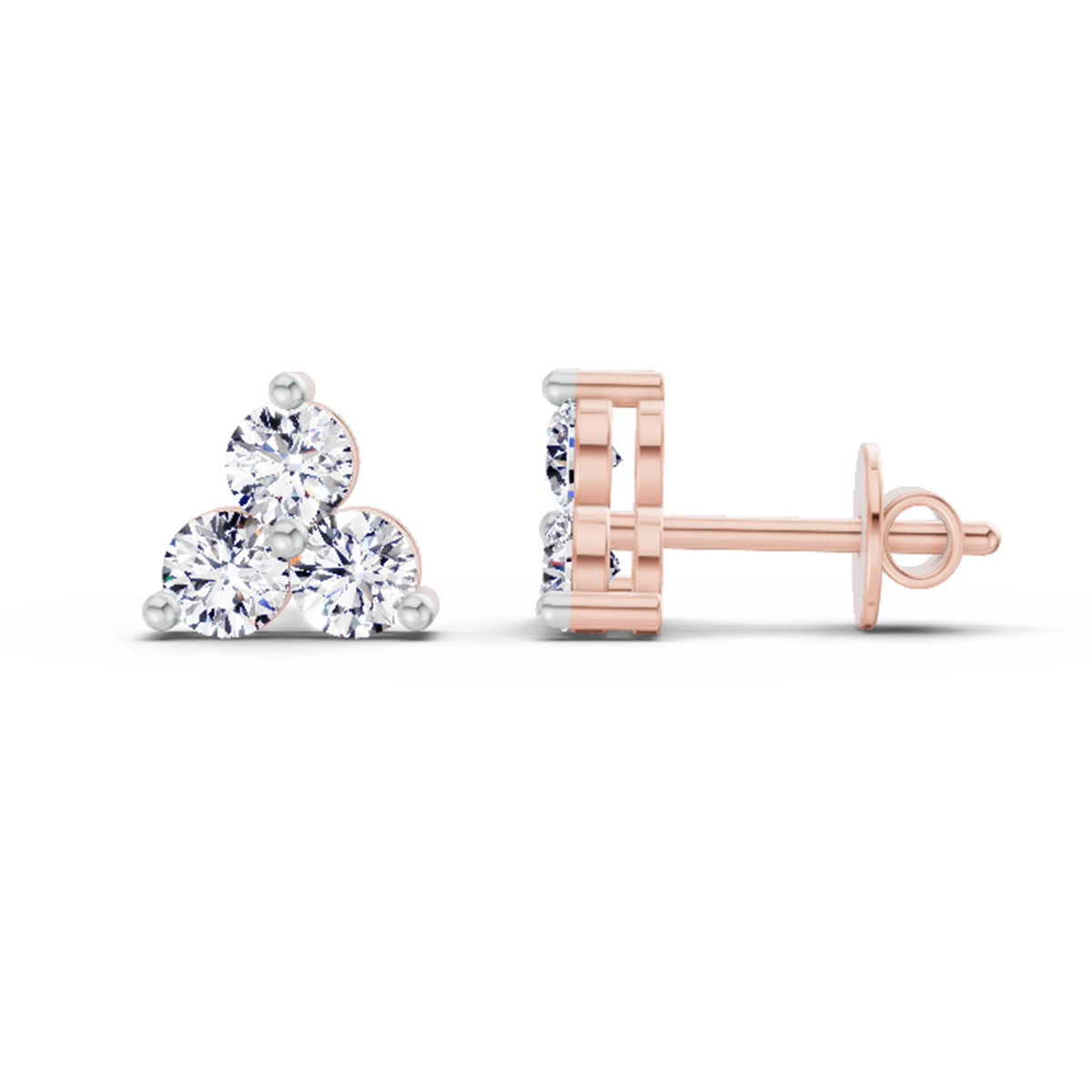 Pristine Trio Diamond Stud Earrings