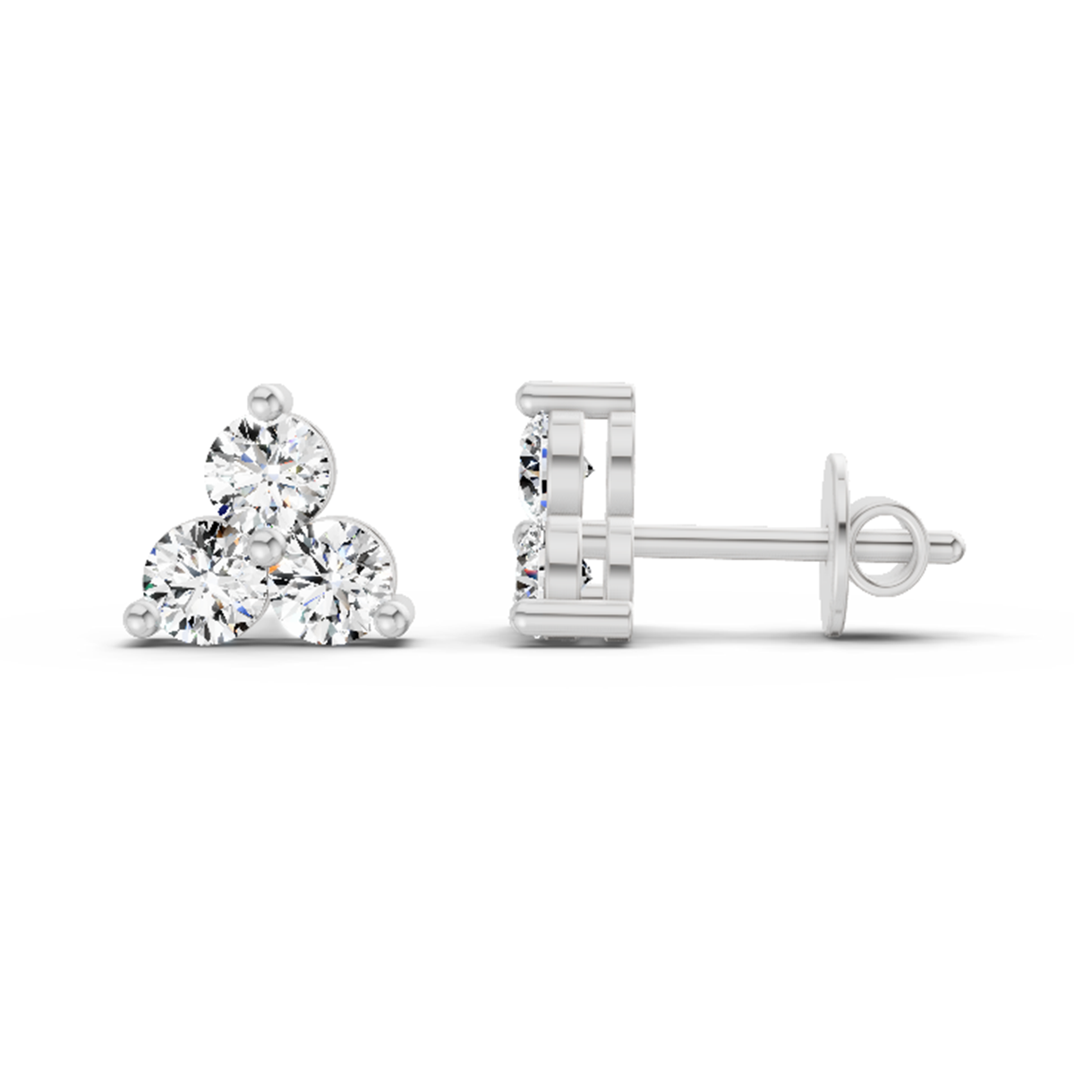 Pristine Trio Diamond Stud Earrings