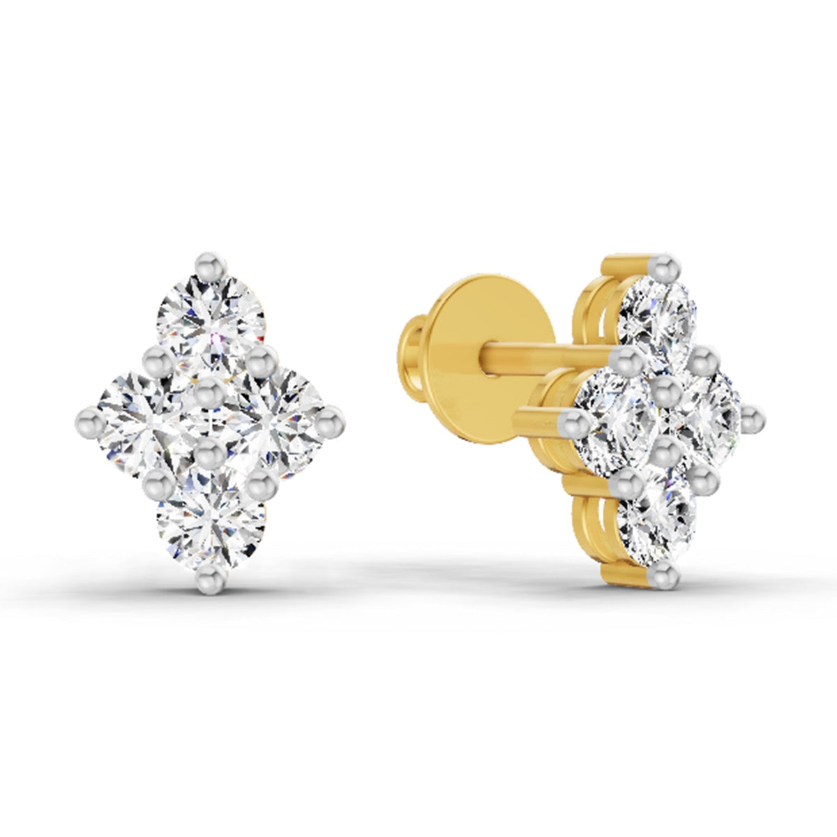 0.92 Carat Cluster Diamond Stud Earrings 14K