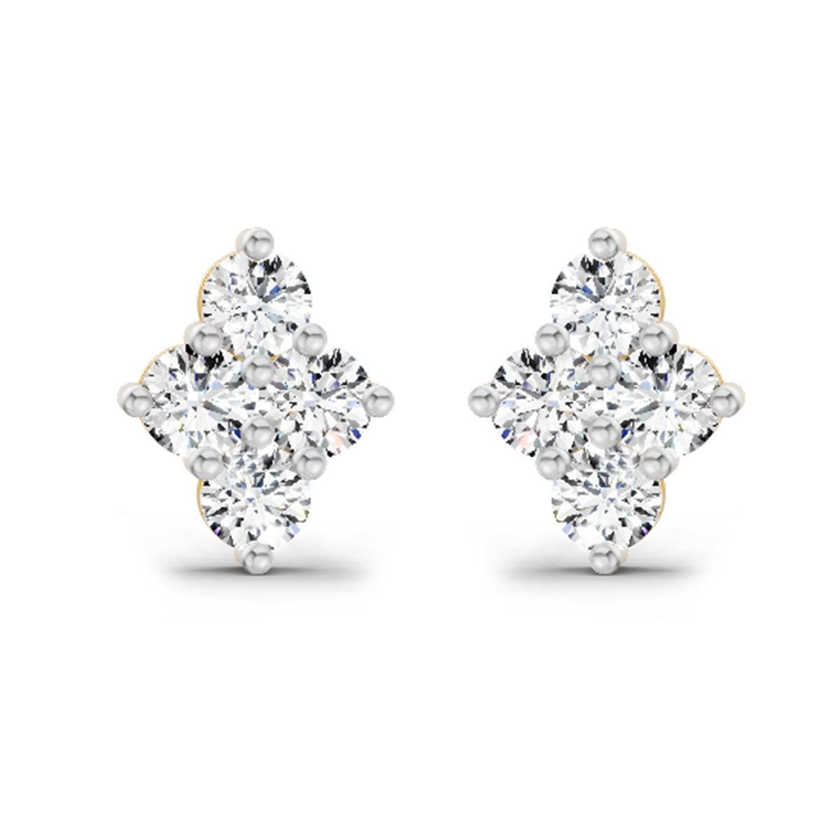 0.92 Carat Cluster Diamond Stud Earrings 14K