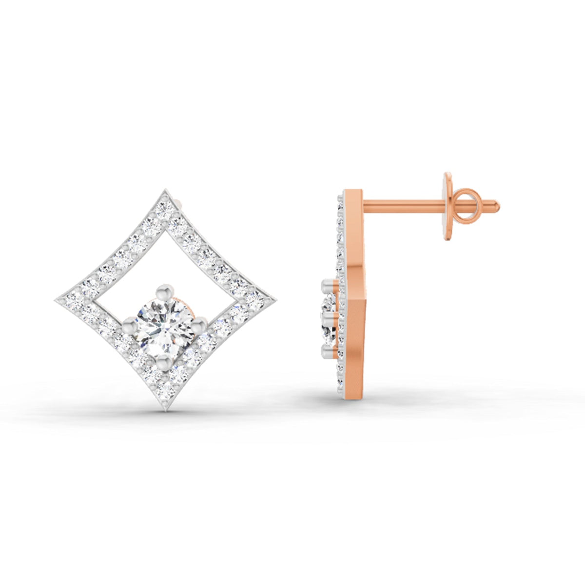 Regal Round Diamond Stud Earrings
