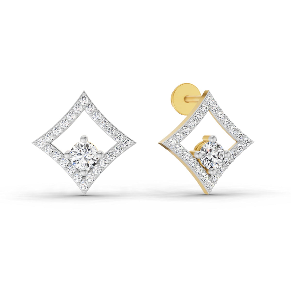 0.79 Carat Round Kite Stud Earrings 14K