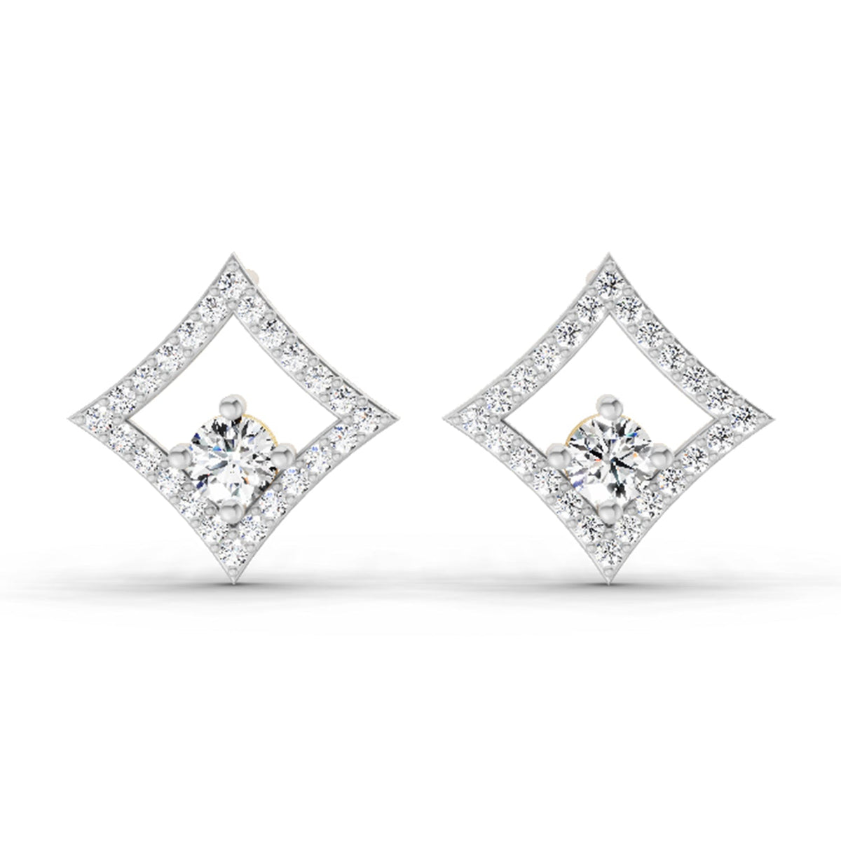 0.79 Carat Round Kite Stud Earrings 14K