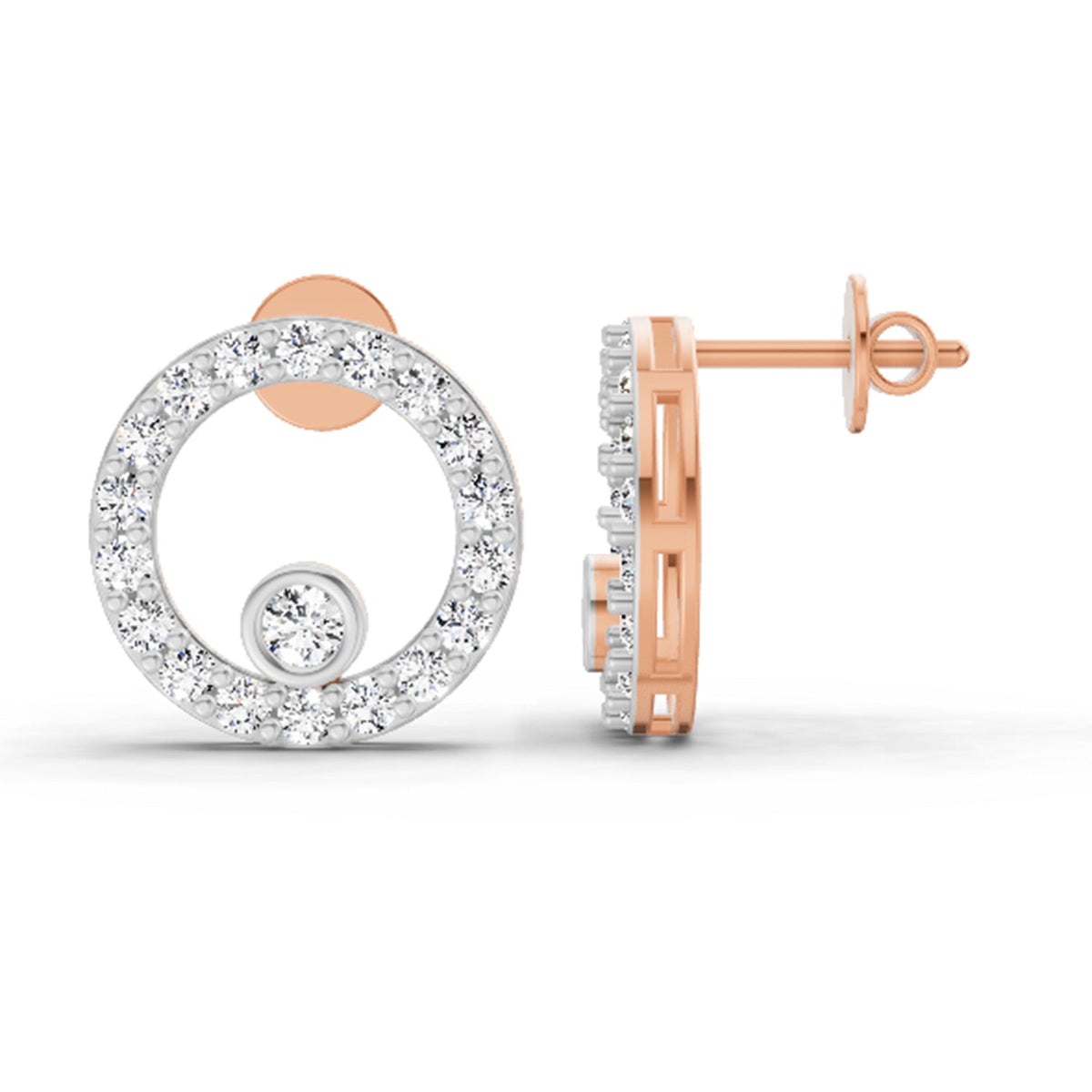 Opulent Circle Diamond Stud Earrings