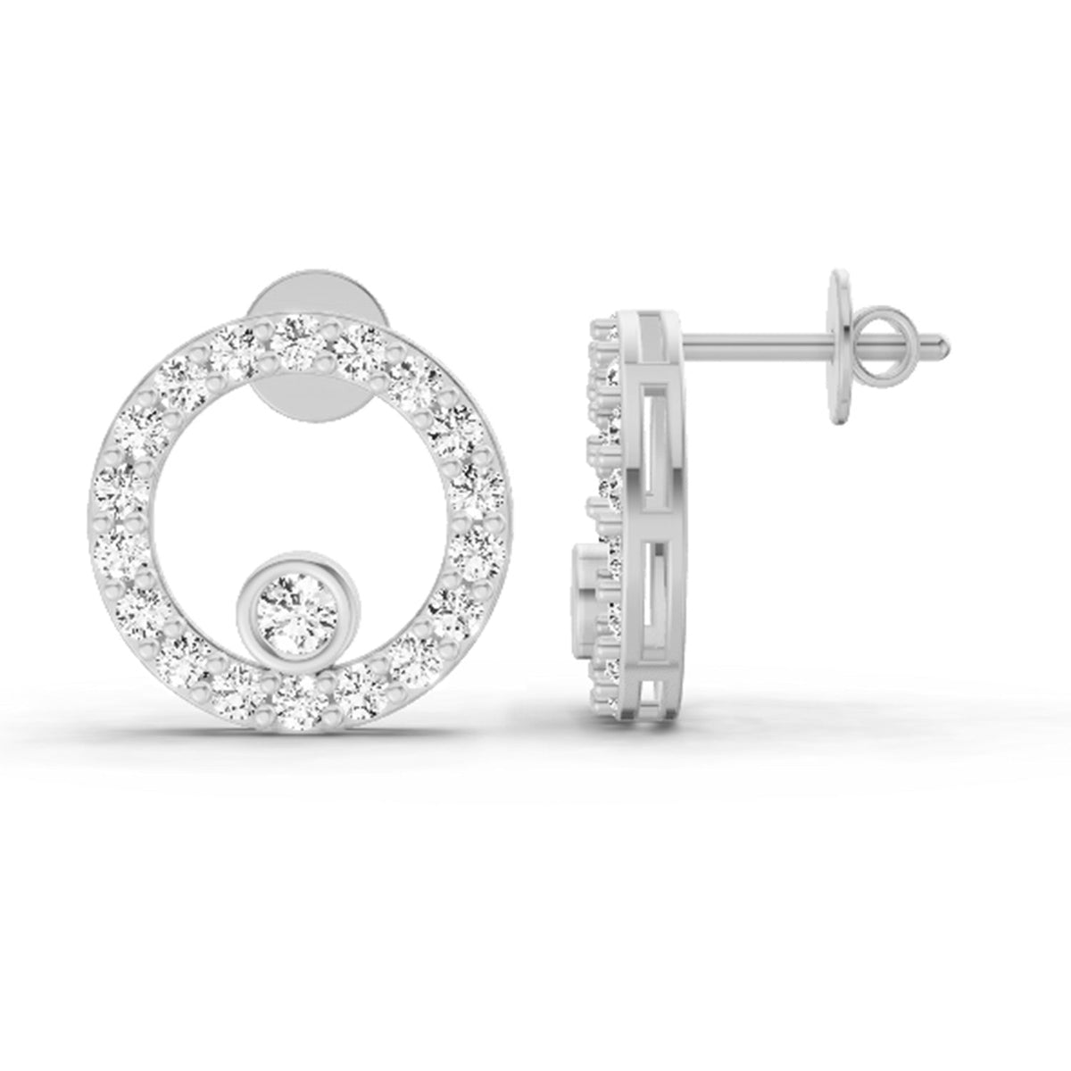 Opulent Circle Diamond Stud Earrings