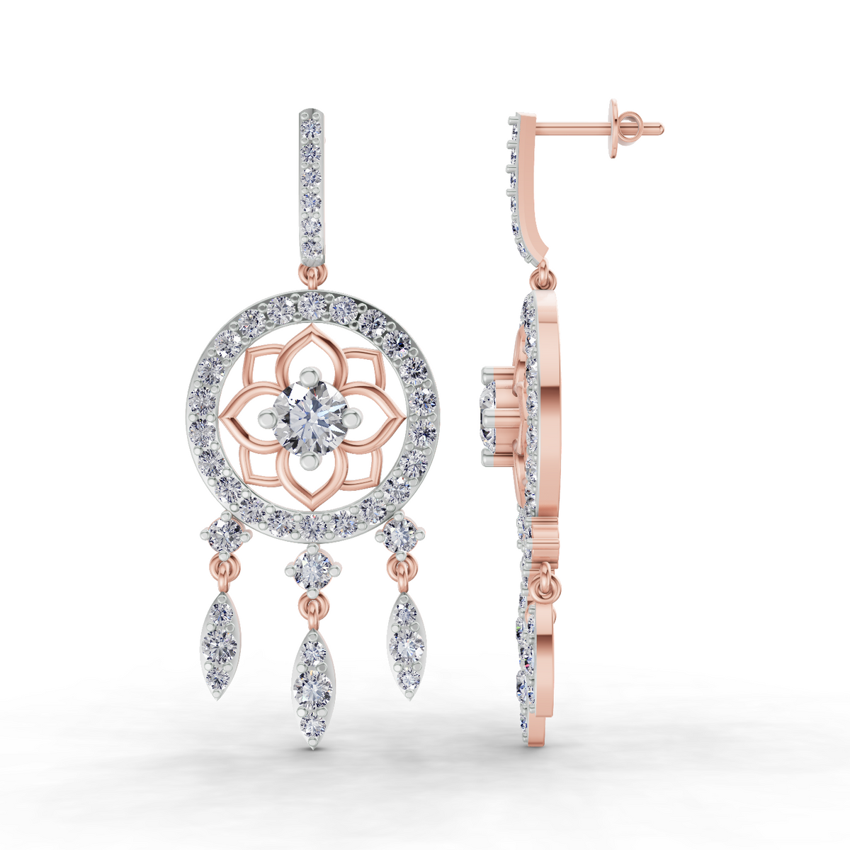 Exquisite Dream Catcher Diamond Earrings