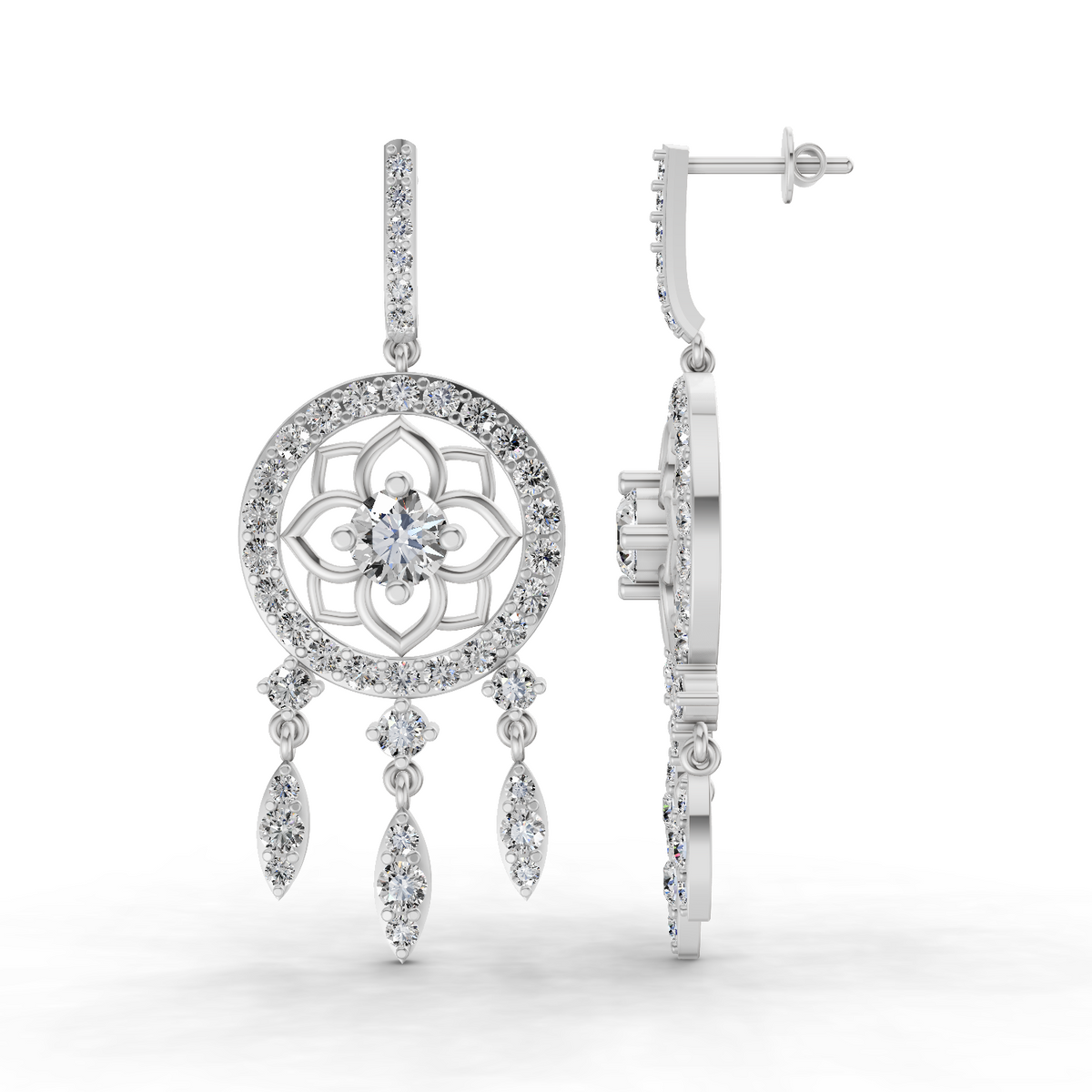 Exquisite Dream Catcher Diamond Earrings