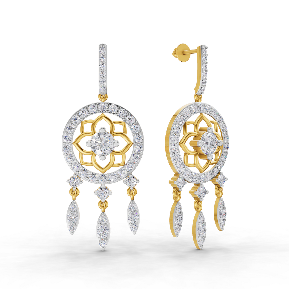 5.19 Carat Dream catcher Diamond Earrings 14K