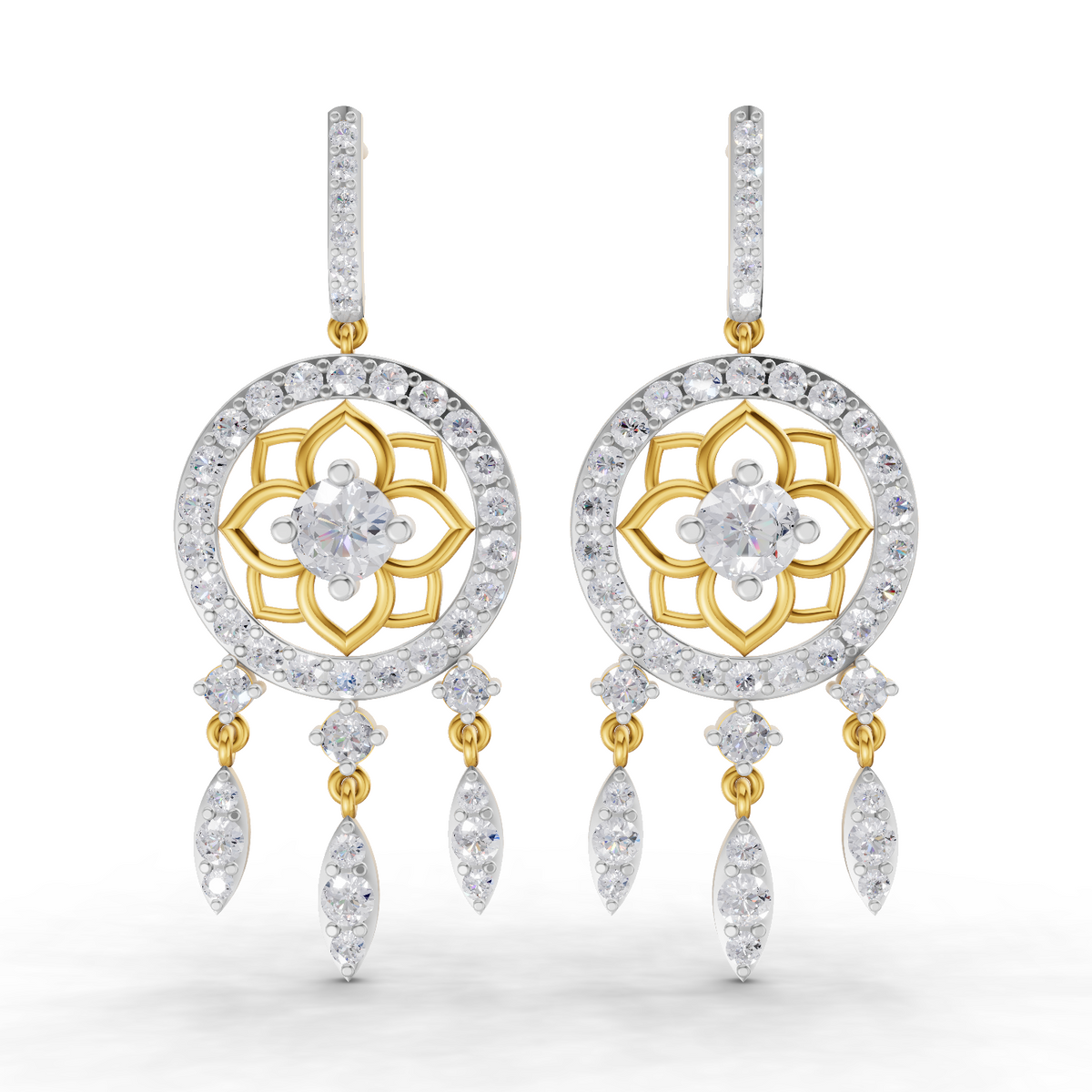 5.19 Carat Dream catcher Diamond Earrings 14K