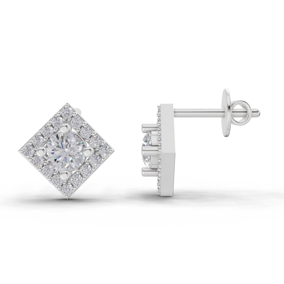 Glistening Square Diamond Earrings