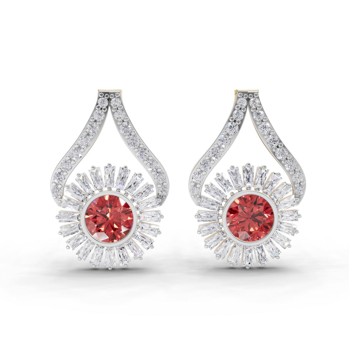 1.82 Carat Baguette Taper Diamond Earrings 14K