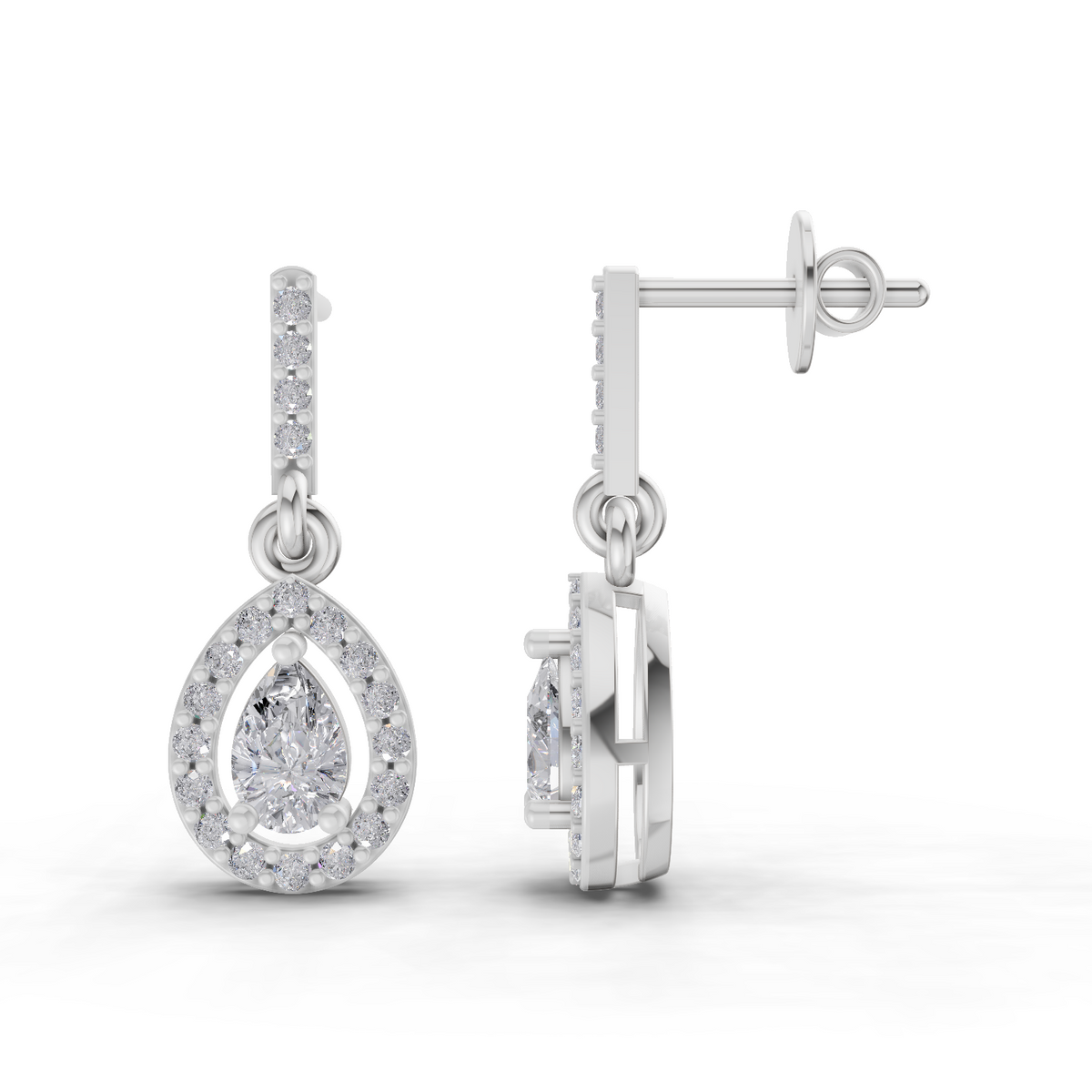 Exquisite Pear Celeste Diamond Earrings
