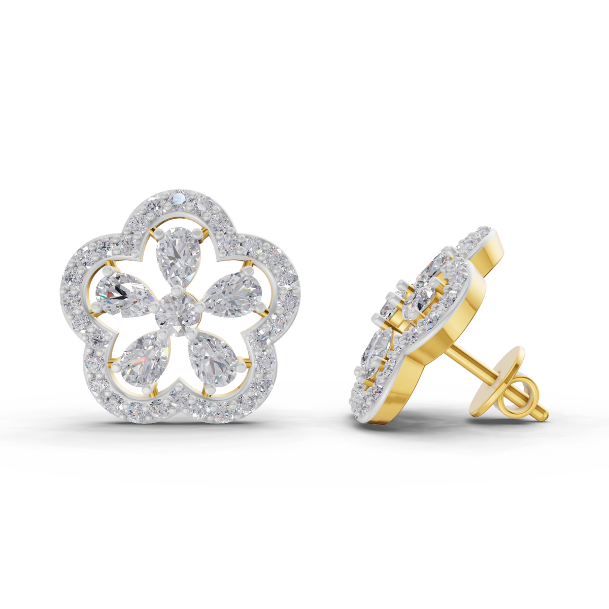 1.56 Carat Celestia Flower Studs Earrings 14K