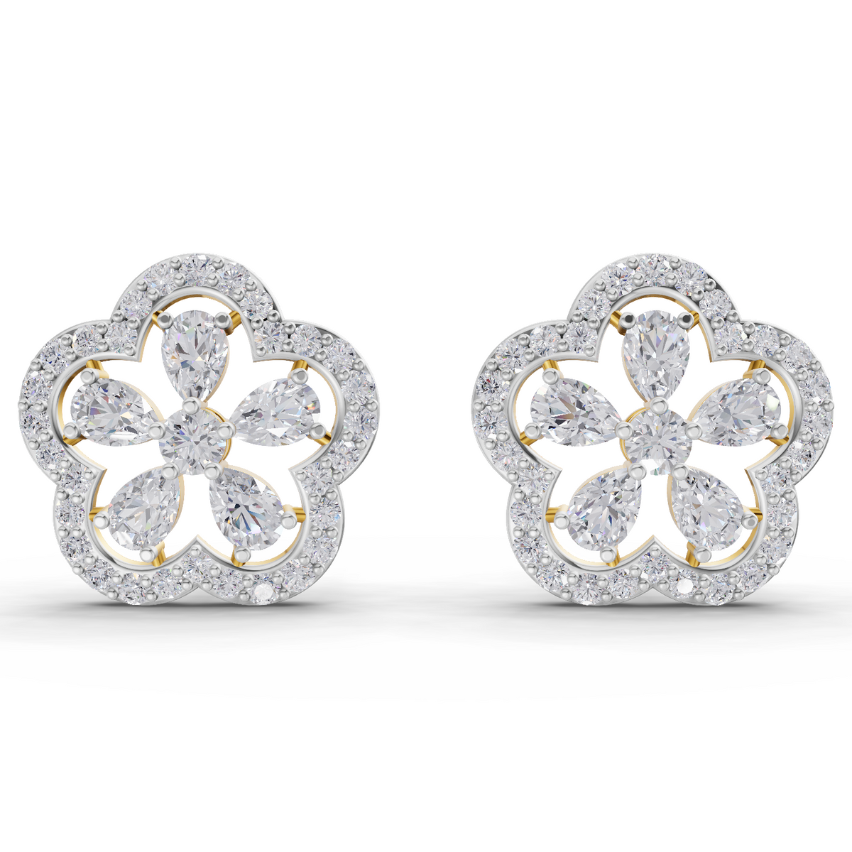 1.56 Carat Celestia Flower Studs Earrings 14K