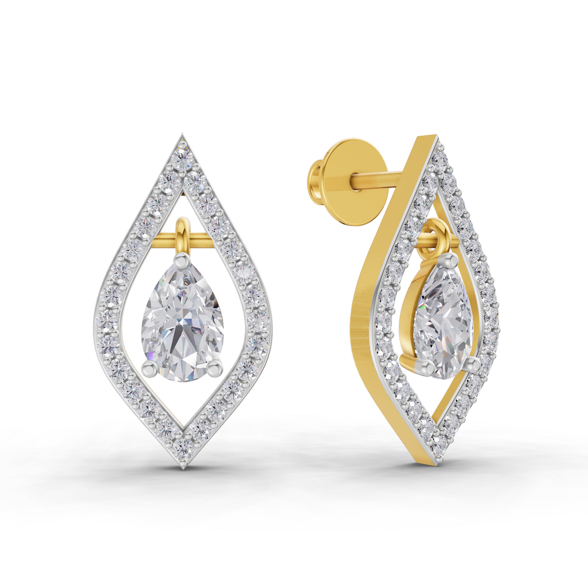 1.52 Carat Dewdrop Studs Earrings 14K