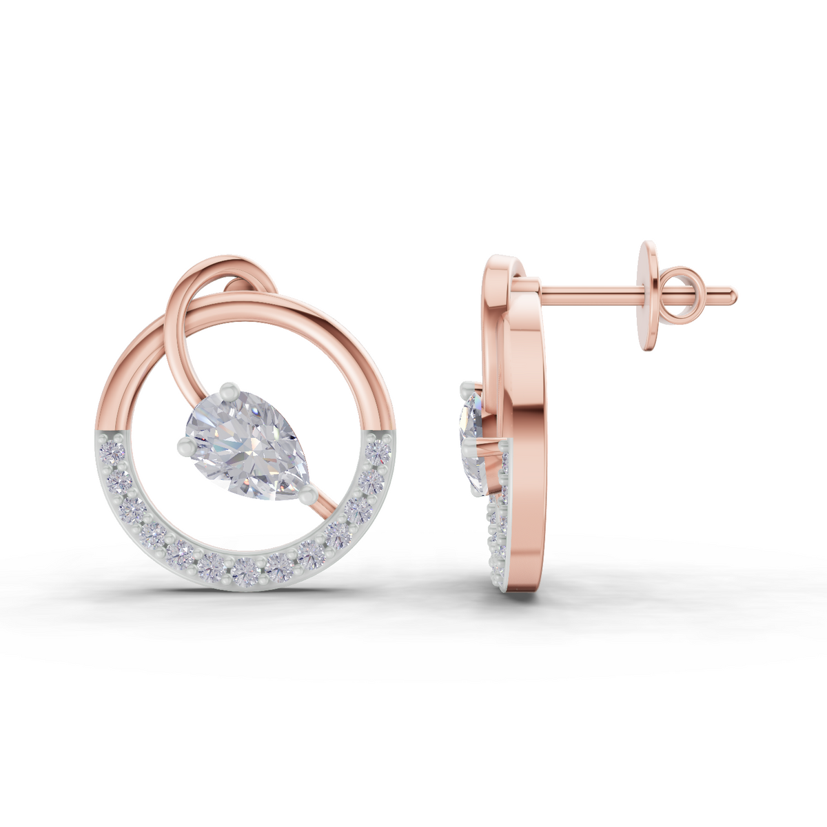 Refined Circle Diamond Earrings