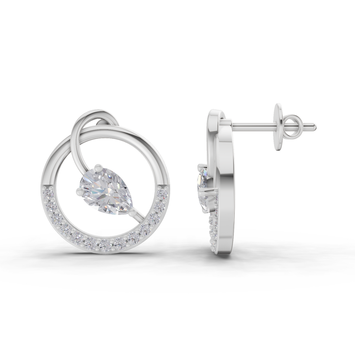 Refined Circle Diamond Earrings