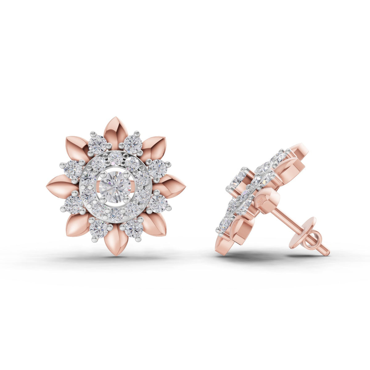 Delicate Lotus Diamond Earrings