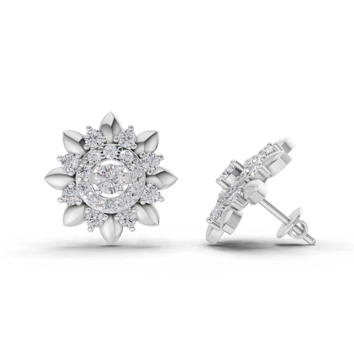 Delicate Lotus Diamond Earrings