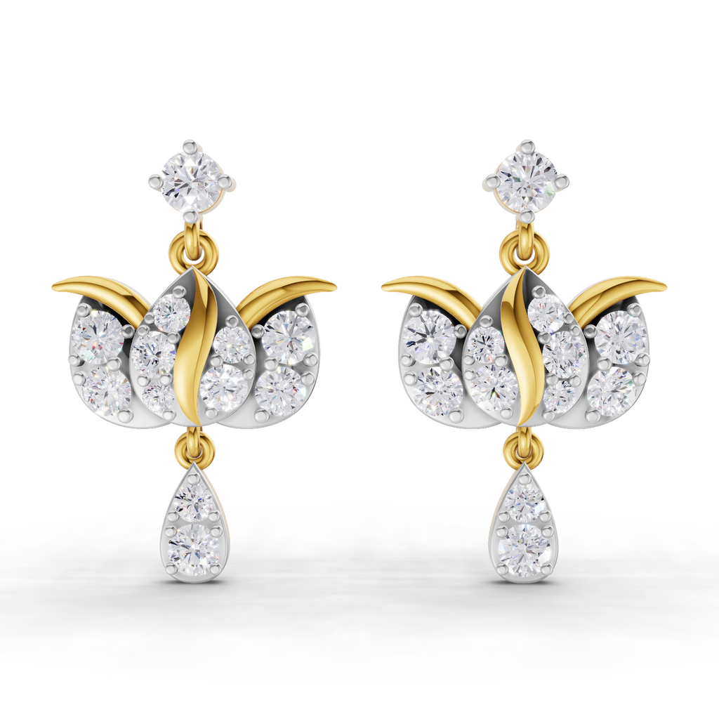 1.31 Carat Lotus Diamond Earrings 14K