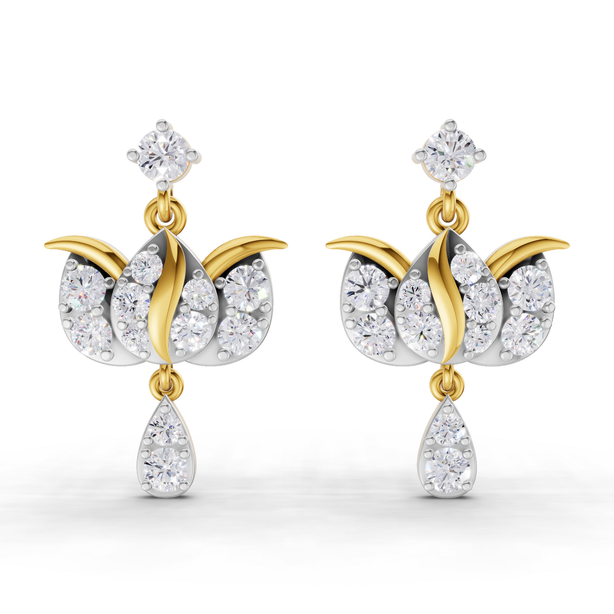 1.31 Carat Lotus Diamond Earrings 14K