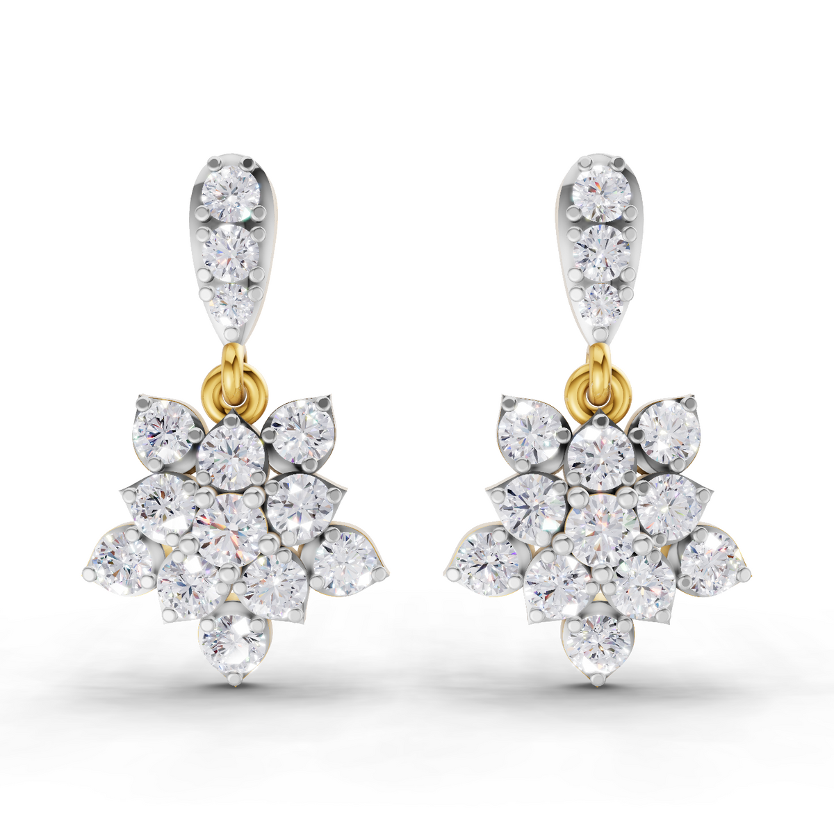 0.98 Carat Lotus Diamond Earrings 14K
