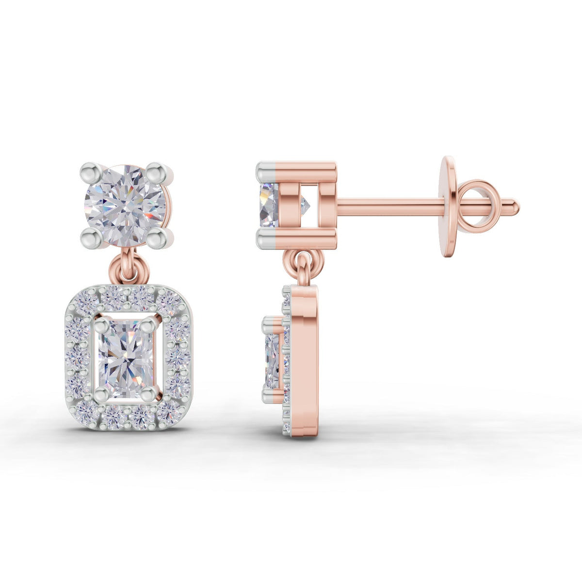 Regal Celeste Halo Diamond Earrings