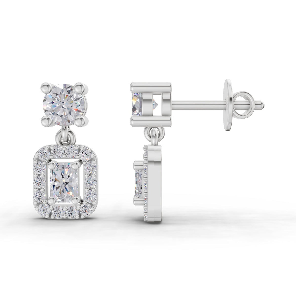 Regal Celeste Halo Diamond Earrings