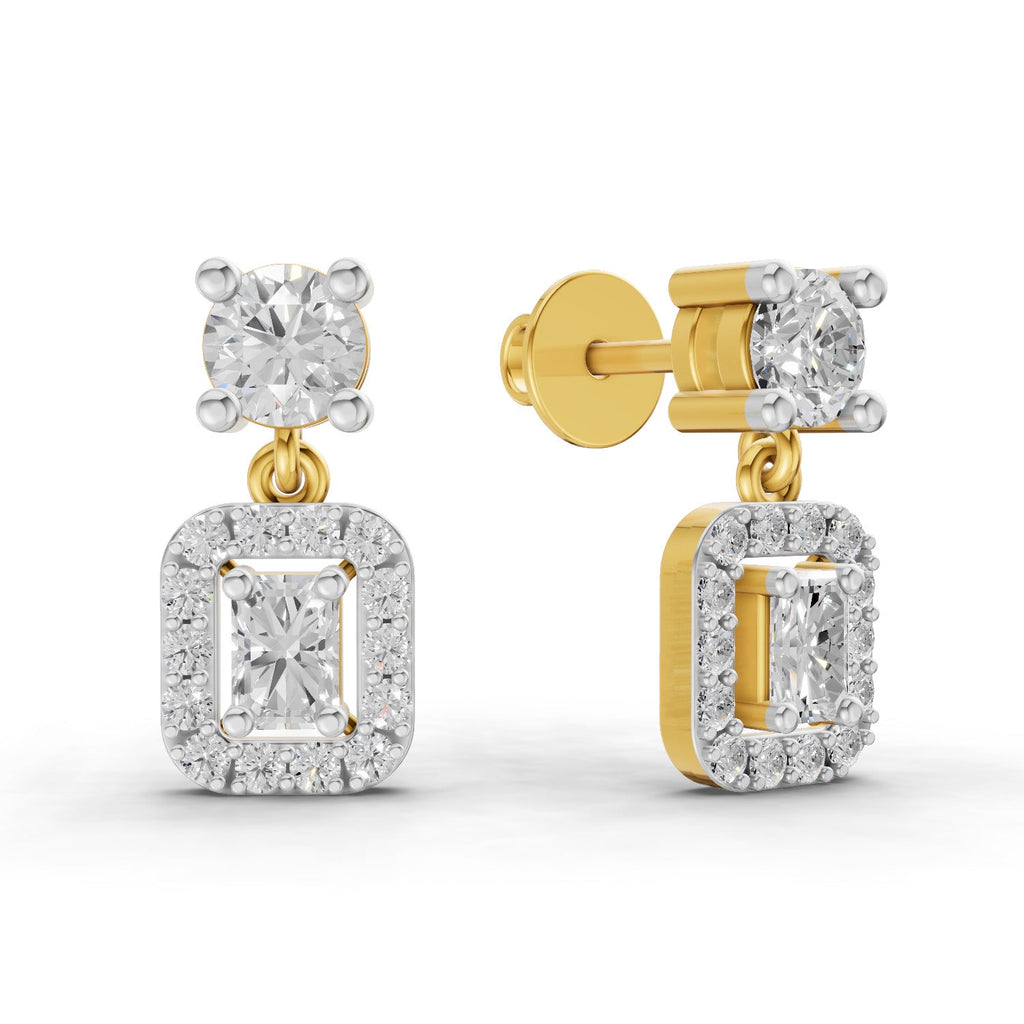 1.15 Carat Celeste Halo Drops Earrings 14K