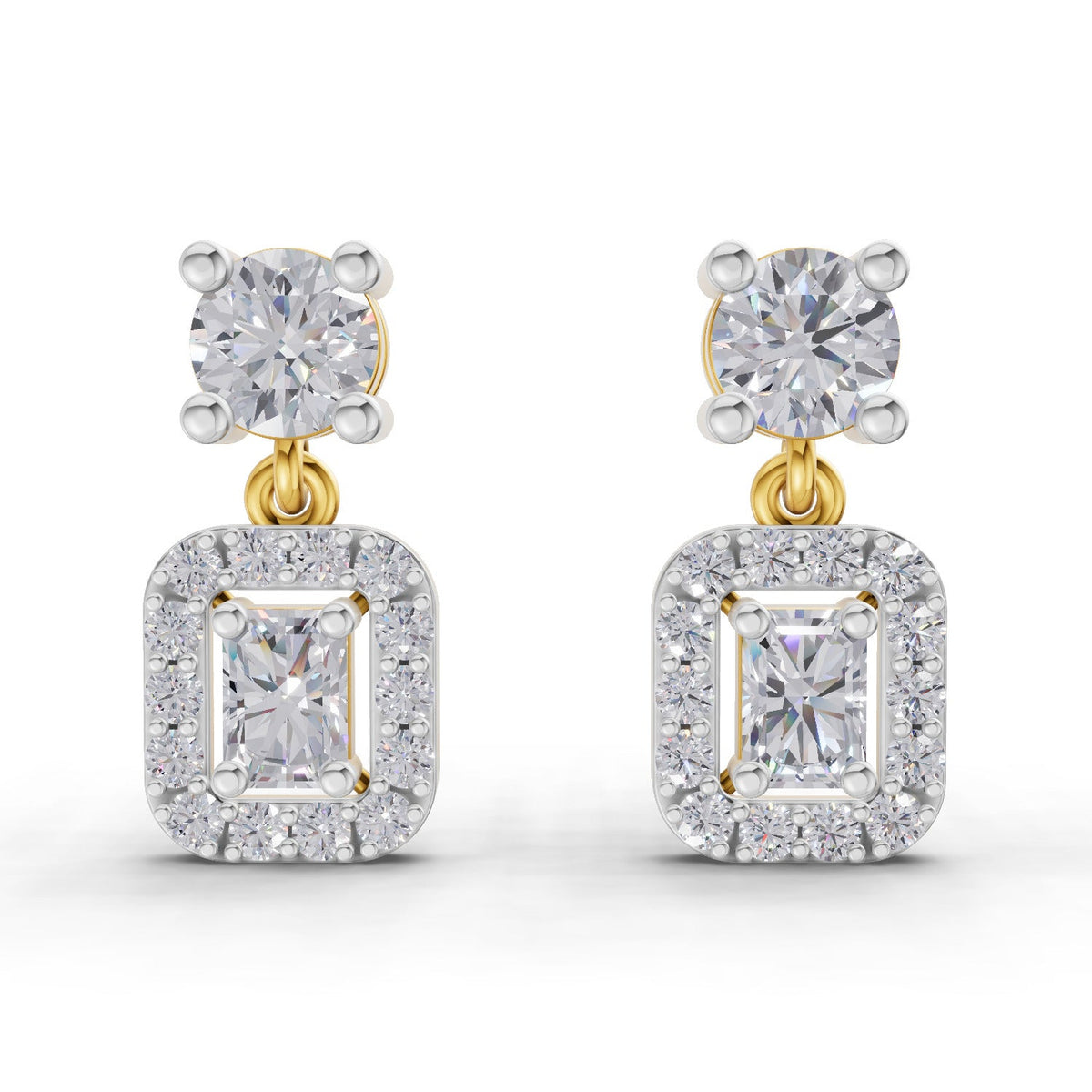 1.15 Carat Celeste Halo Drops Earrings 14K