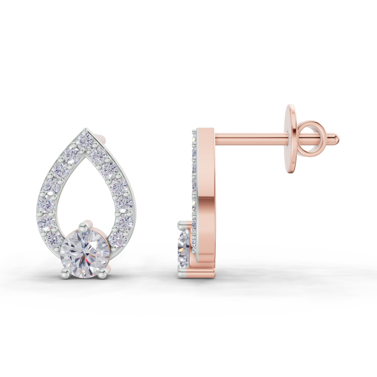 Radiant Pear Aurora Diamond Stud Earrings