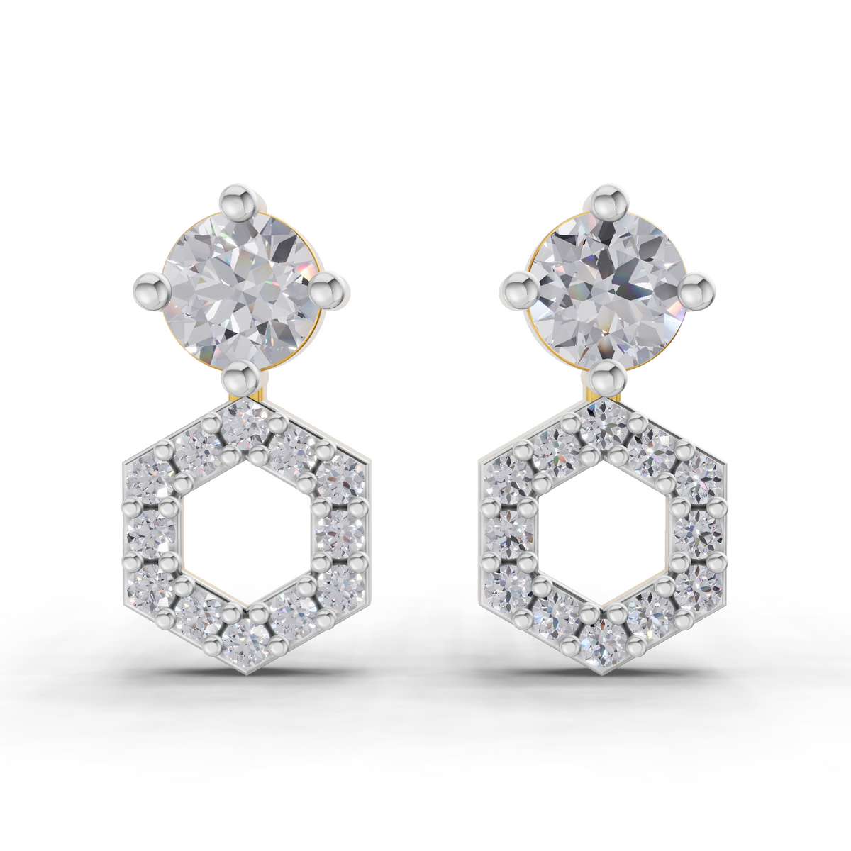 0.73 Carat Hexa Halo Studs Earrings 14K