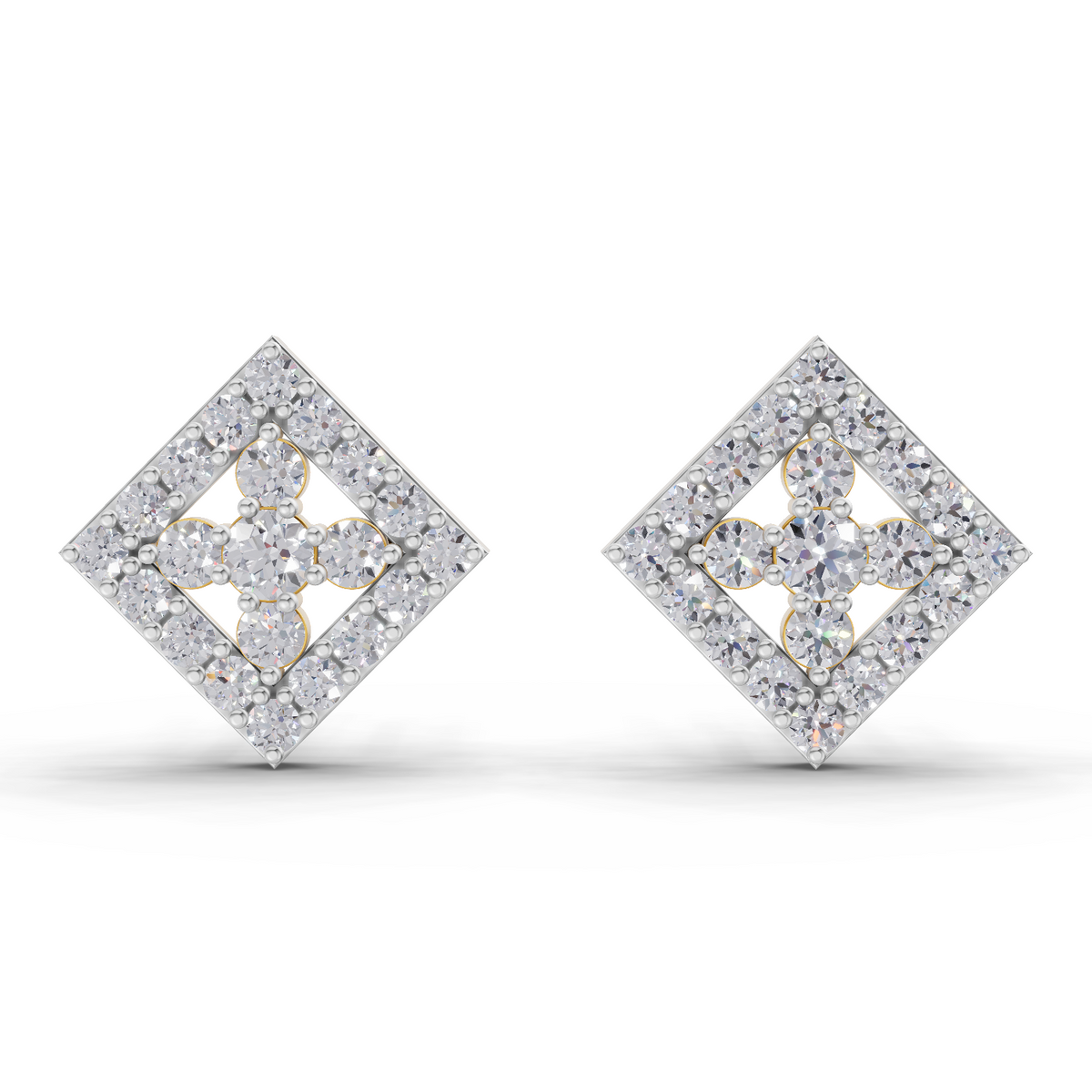1.06 Carat Hexa Halo Studs Earrings 14K