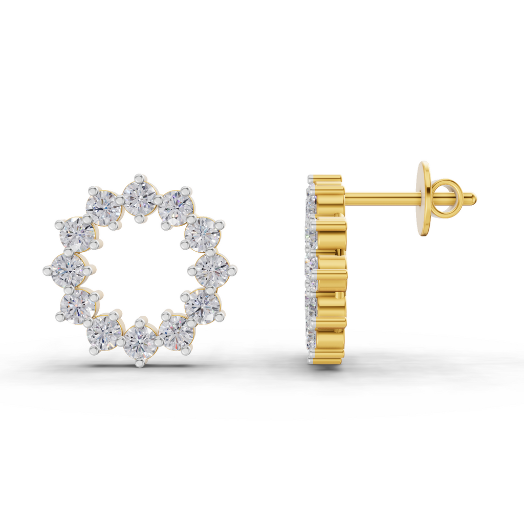 1.25 Carat Celeste Circle Lab Earrings 14K