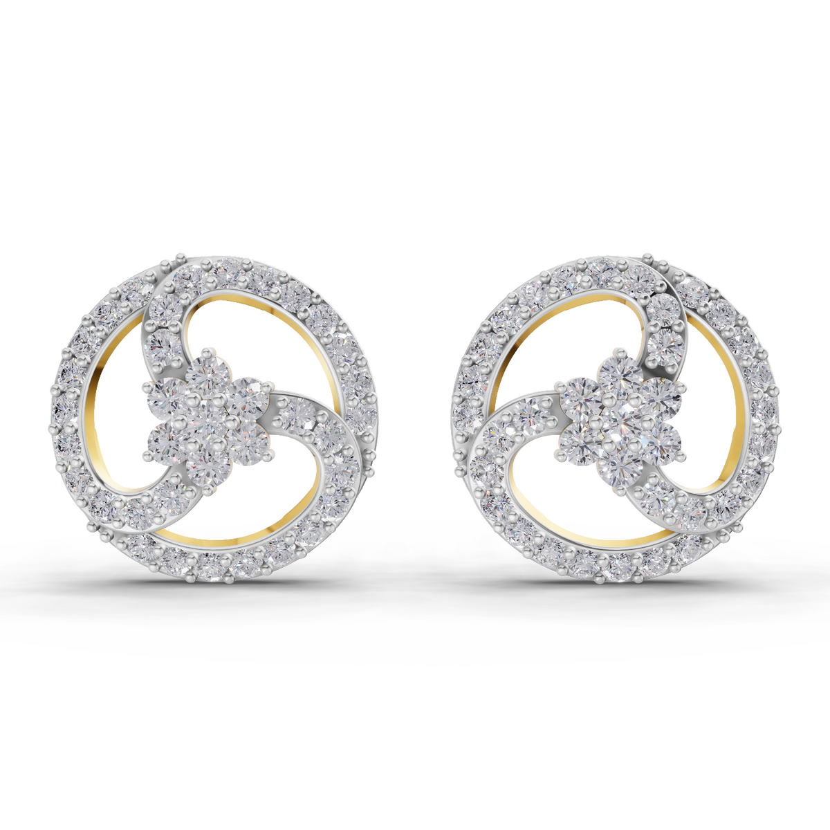 1.62 Carat Vortex Floral Studs Earrings 14K