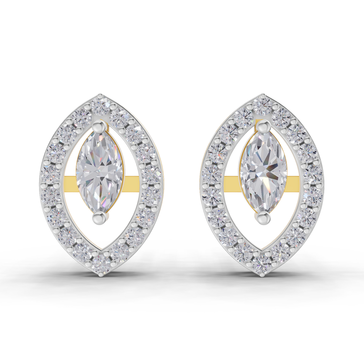 0.89 Carat Marquise Aura Studs Earrings 14K