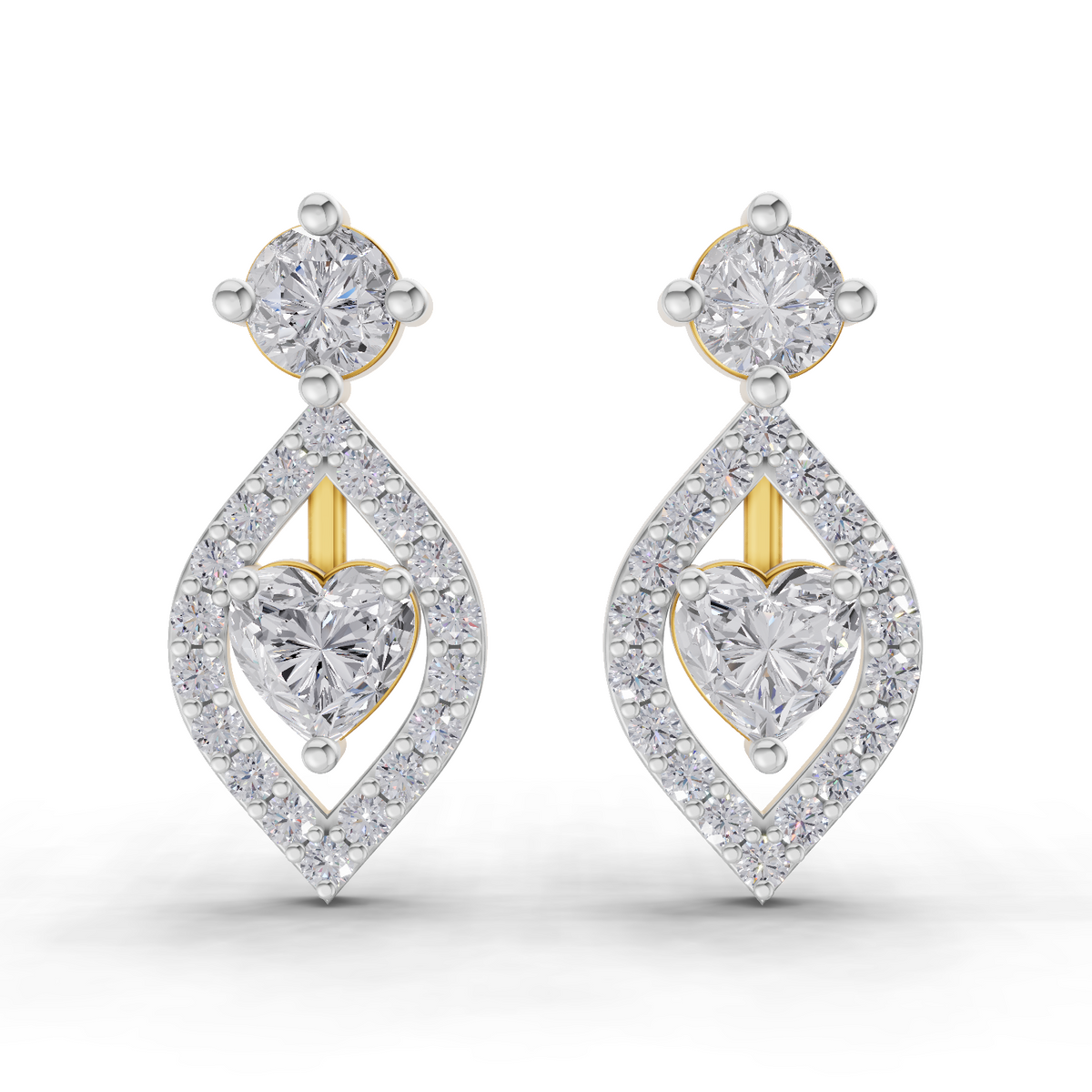 1.34 Carat Hearts in Halo Earrings 14K