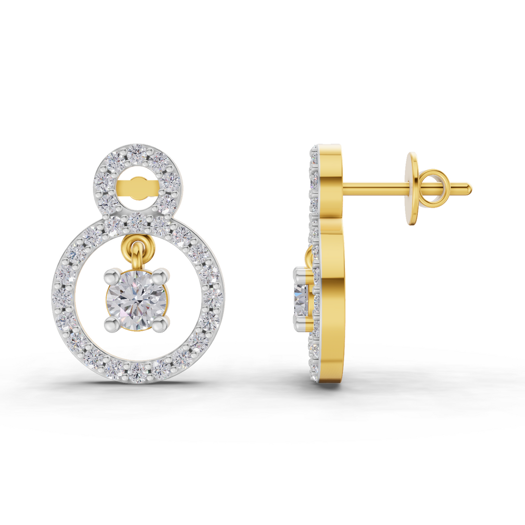 1.36 Carat Eternal Halo Drops Earrings 14K