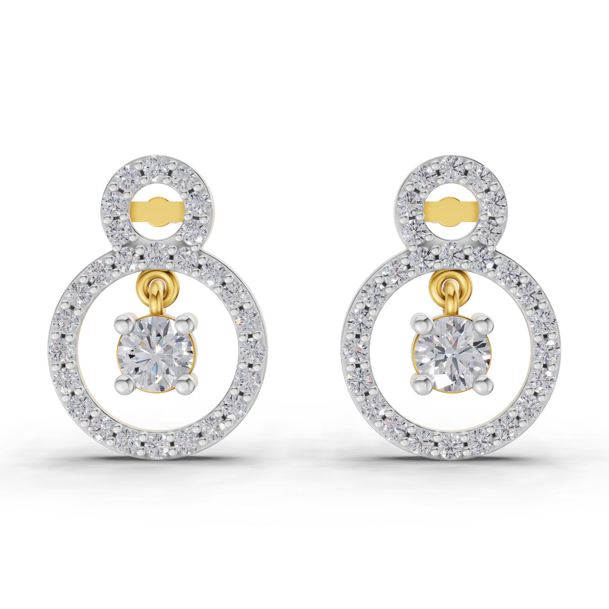 1.36 Carat Eternal Halo Drops Earrings 14K