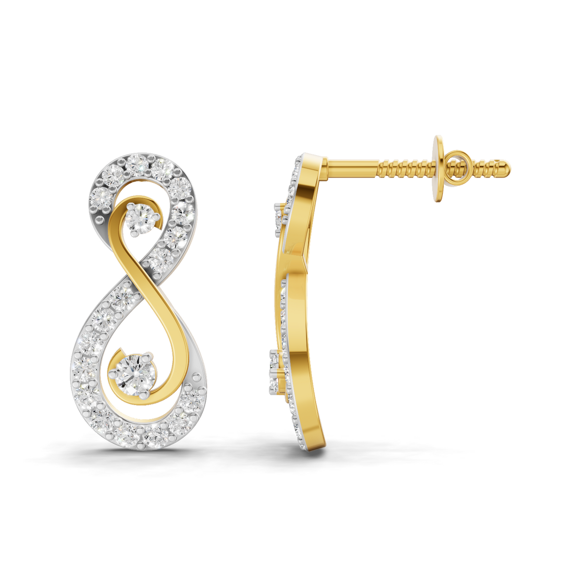 0.63 Carat Infinity Studs Diamond Earrings 14K