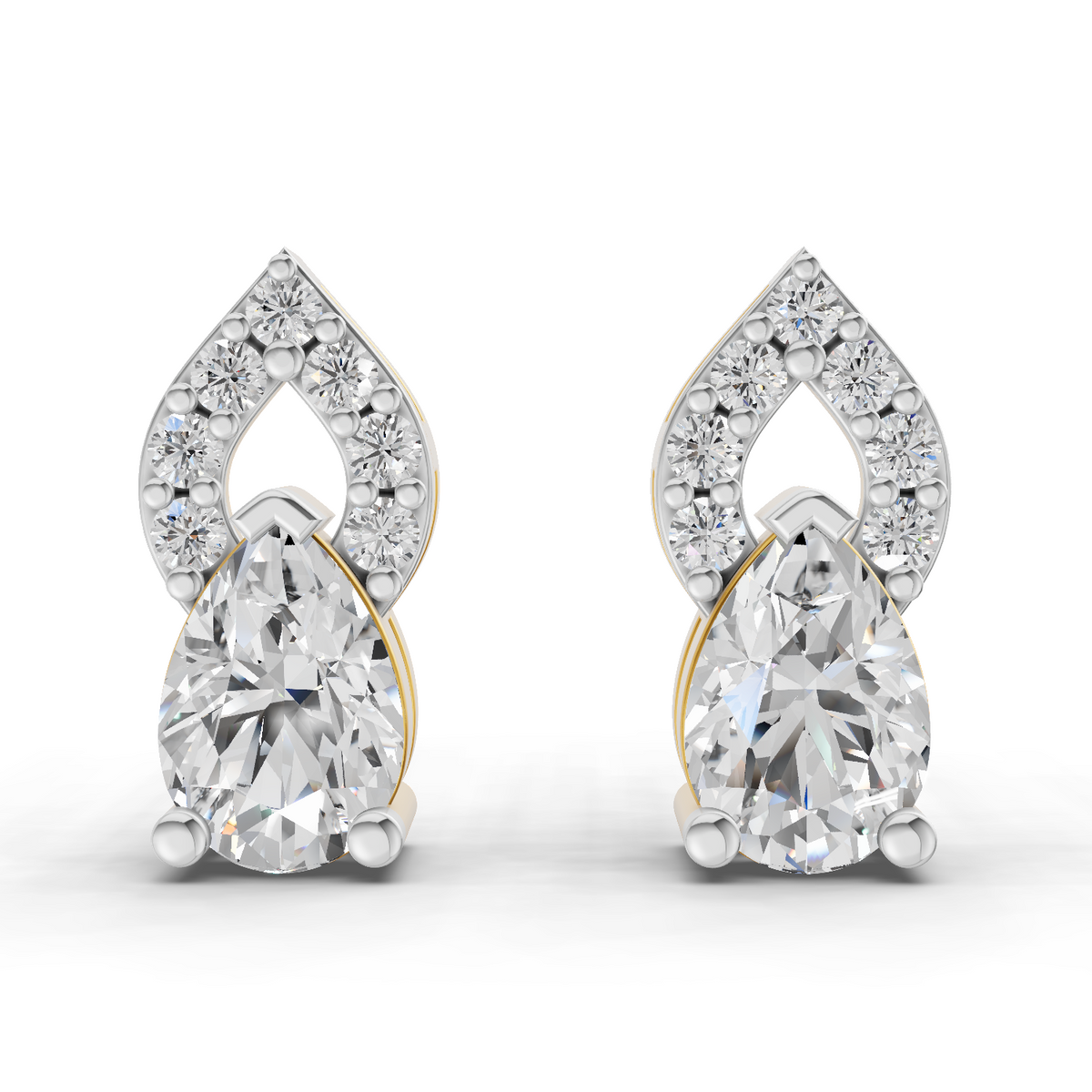 1.17 Carat Sparkleaf Pear Studs Earrings 14K
