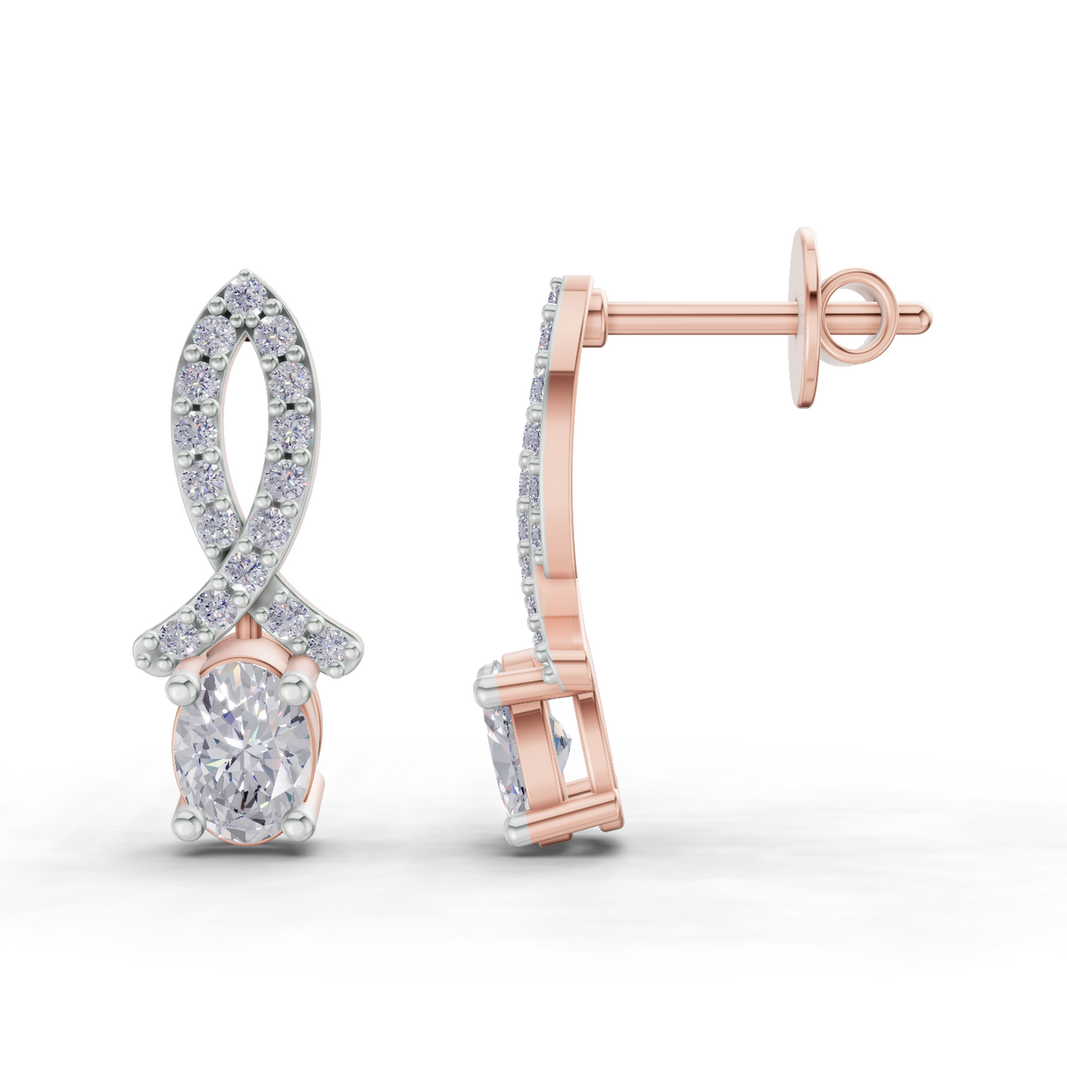 Pristine Oval Diamond Earrings