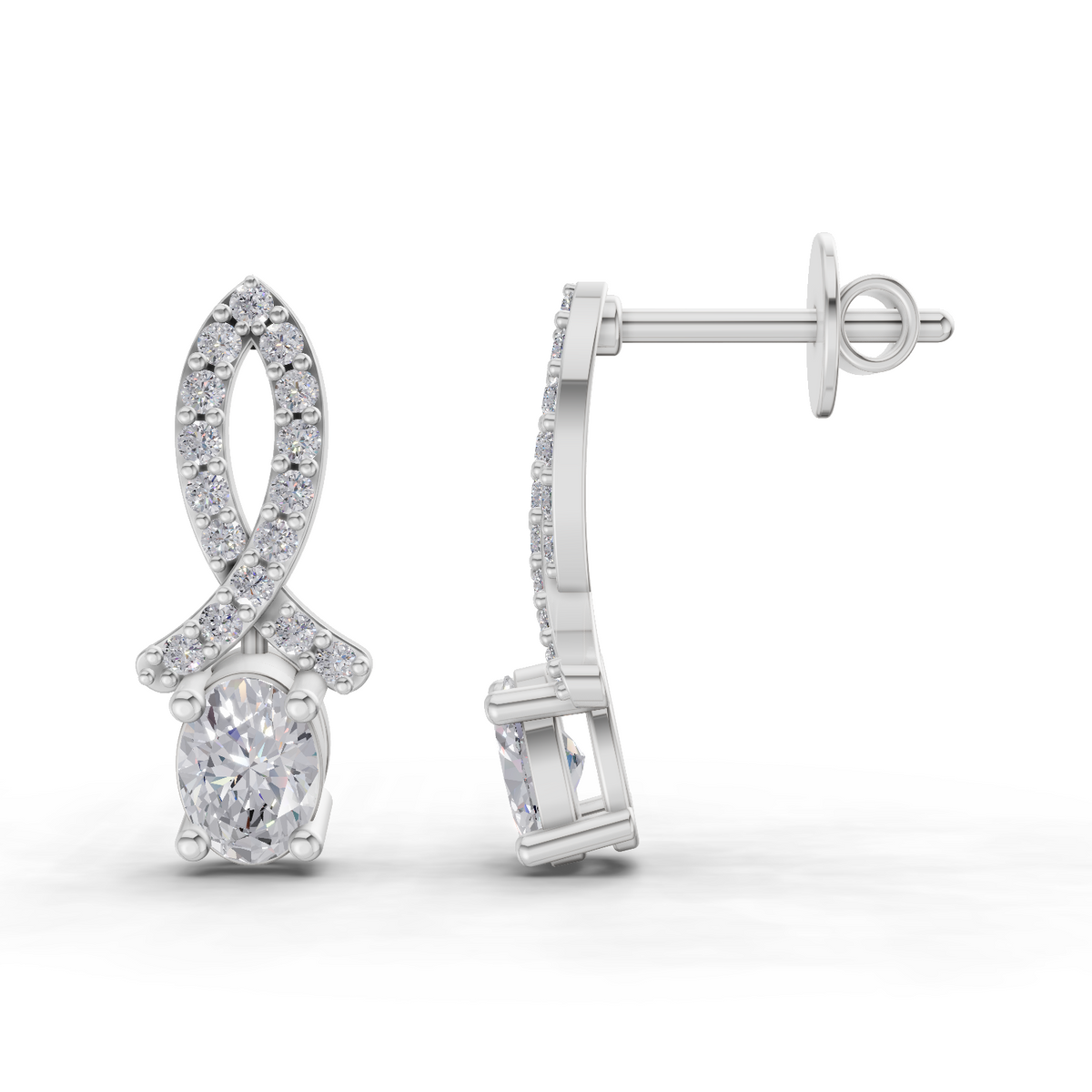 Pristine Oval Diamond Earrings