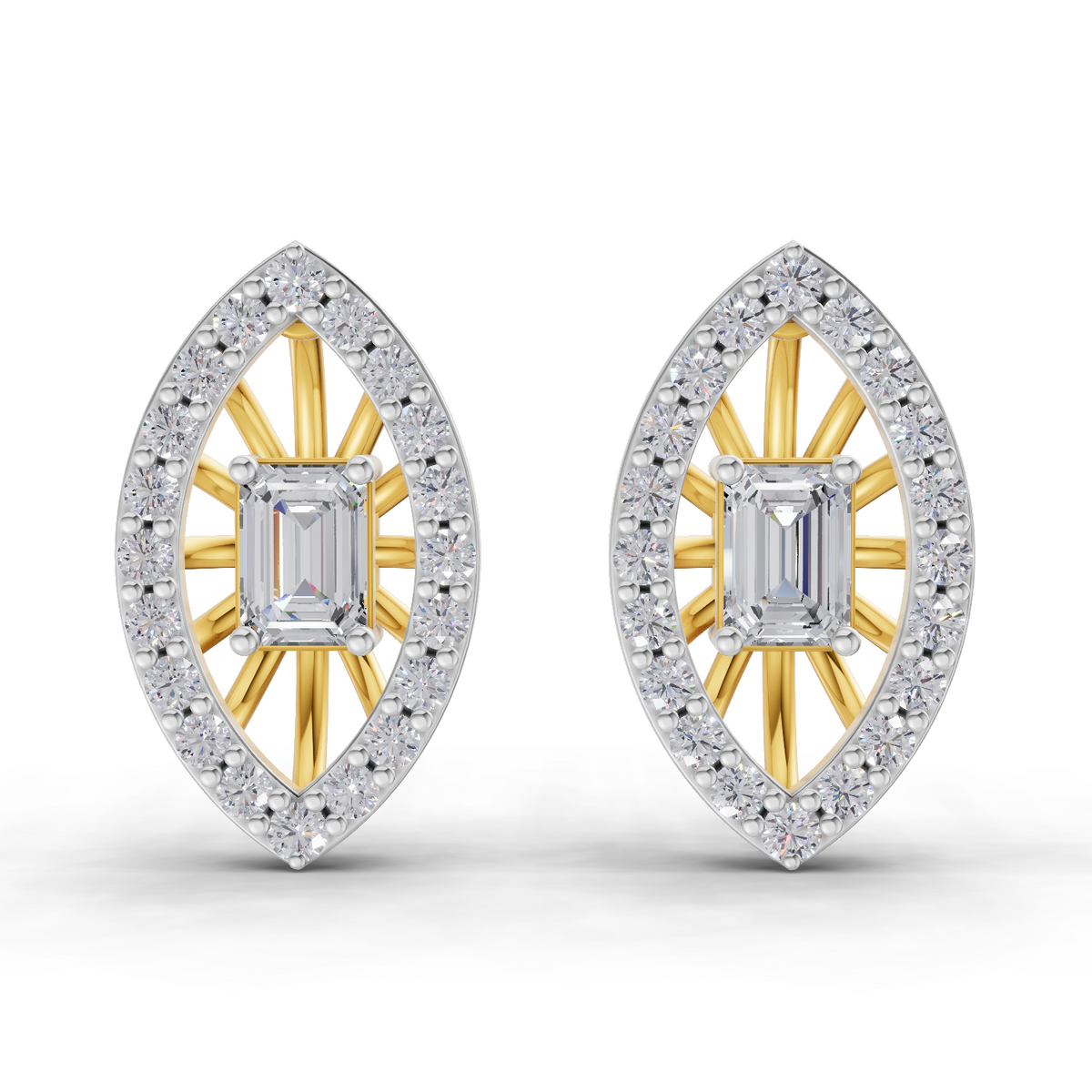 0.91 Carat Marquise Halo Grace Earrings 14K