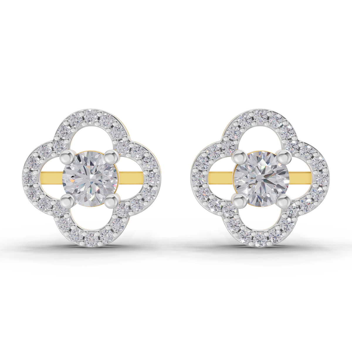 1.28 Carat Celestia Quatrefoil Studs Earrings 14K