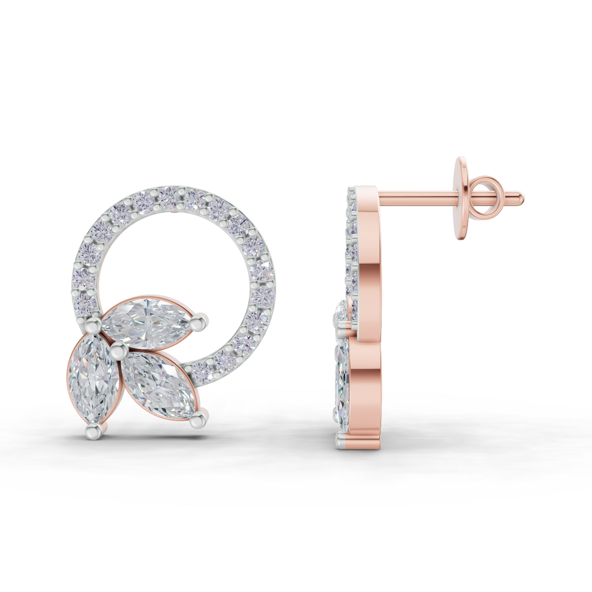 Gleaming Marquise Leaf Diamond Earrings