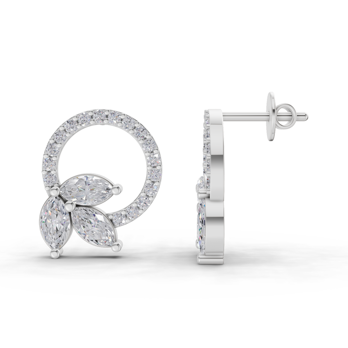 Gleaming Marquise Leaf Diamond Earrings